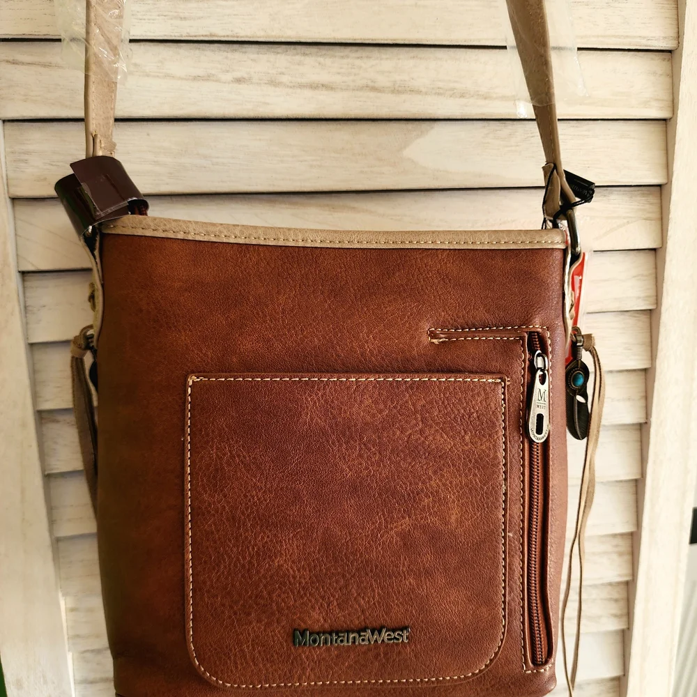Montana West Crossbody Bag Dream Catcher Concealed Carry Purse Brown NEW